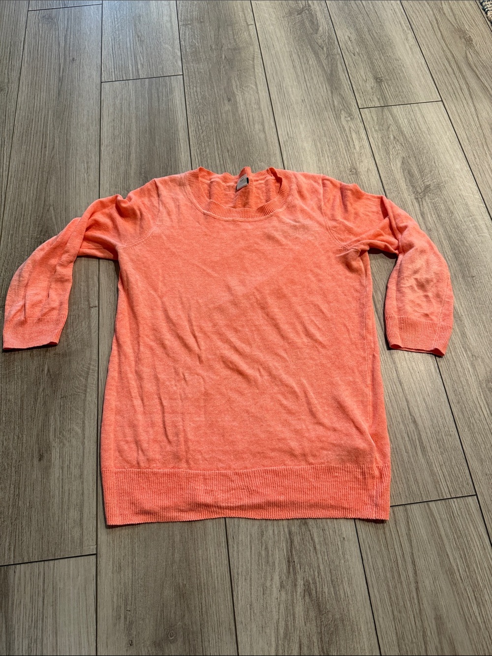J. Crew Coral Linen Crewneck Sweater Salmon Orange Small